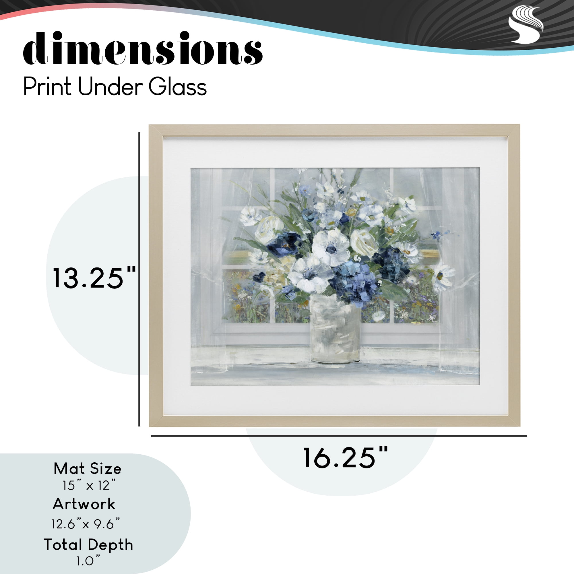 Stupell Industries Blue Hydrangea & Anemone Bouquet Birch Framed Print Under Glass, design by Sally Swatland