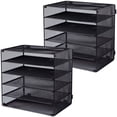 thumbnail image 1 of EASEPRES 5 Slot Mesh Desk Organizer Tray, File Paper Letter Folder Holder Desktop Paper Sorter Mail Organization Rack Storage Accessories, for Office Home School Classroom, Black, 2 Pack, 1 of 4