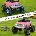 thumbnail image 4 of 24V Ride on Car 2 Seater, Licensed Chevrolet Cheyenne Powered Ride on Toy Truck with Remote Control, 4 Wheels Electric Vehicle Giftable Toy Car for Kids Aged 3-8, Spring Suspension, Pink, 4 of 11