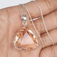 thumbnail image 3 of Gemhub 55 Ct. Trillion Cut Rose Quartz Gemstone Pendant 925 Silver Pendant, January Birthstone Pendant for Grils, 3 of 5