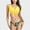 Yellow, variant on Women's Crisscross Front Bikini Top with V-Neckline and Wide Straps for a Sleek Supportive Fit - Small, Yellow