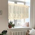 thumbnail image 4 of Visland Flower Valances Pastoral Embroidery Lace Valance Semi Sheer Lace Cafe Short Curtains for Bedroom Kitchen Decor Elegant Christmas Flower Leaves Kitchen Curtain, 4 of 8