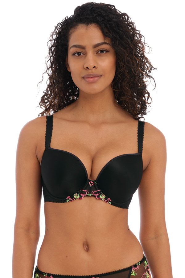 Sujetador Con Aros Freya Fatal Para Mujer - Encaje Geométrico, Escote Plunge, Sin Push-up
