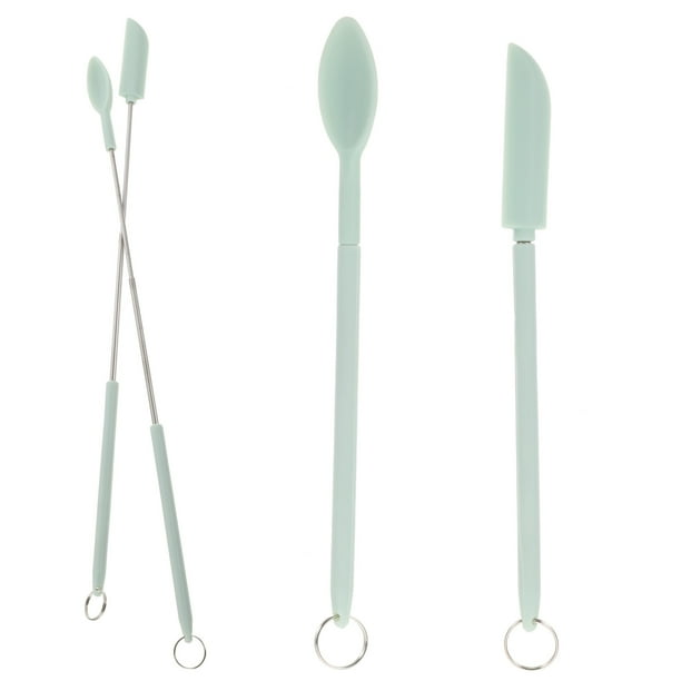 FELTECHELECTR 1 juego de mini espátula para maquillaje, tarro de cocina, cuchara, mango largo, espátula y cuchara para maquillaje.