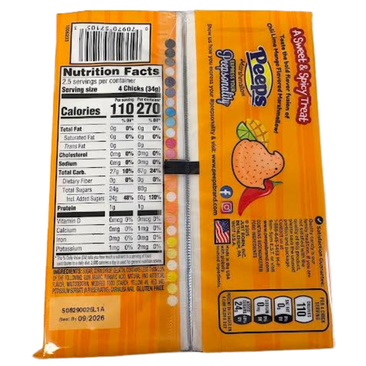 Peeps® Marshmallow Candy Variety 2-Pack – Sunny D Citrus (4.5 oz) & Chili Mango Lime (3 oz) – Limited Edition Easter Candy – 7.5 oz Total