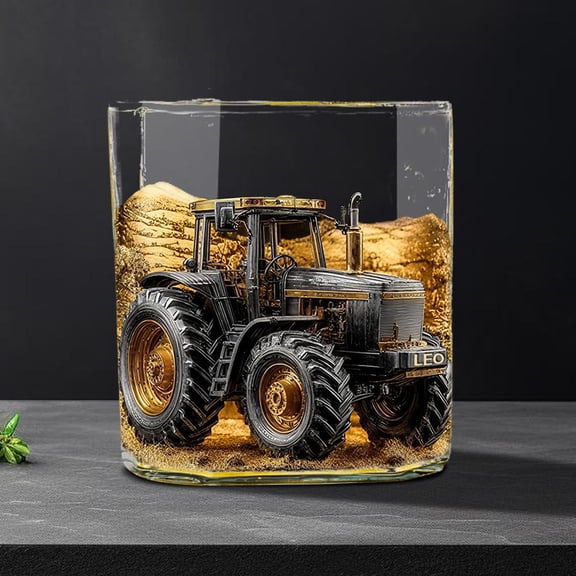 Personalized Tractor Whiskey Glass,Custom Name Whiskey Glass,Old Fashioned Glasses Drinking Cup Gift for Trucker,Personalized Beer Glass,Wine Glass,Gifts for Dad,Husband,Grandpa