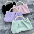 thumbnail image 4 of Beads Handle Women's Clutch Purse Handbags Fashion Ruched Ladies Top-handle Crossbody Bags Solid Color Female Small Shoulder Bag, 4 of 6