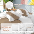 thumbnail image 2 of Brown Bedding Duvet Cover Set King Size 4 Pieces Stripes Solid Color Soft Twill Plush Quilt Cover, Include 1 Duvet Cover 1 Flat Sheet And 2 Pillow, 2 of 7