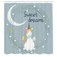 thumbnail image 3 of Ambesonne Cartoon Shower Curtain, Night Unicorn Moon, 69"Wx84"L, Blue Grey Multicolor, 3 of 5