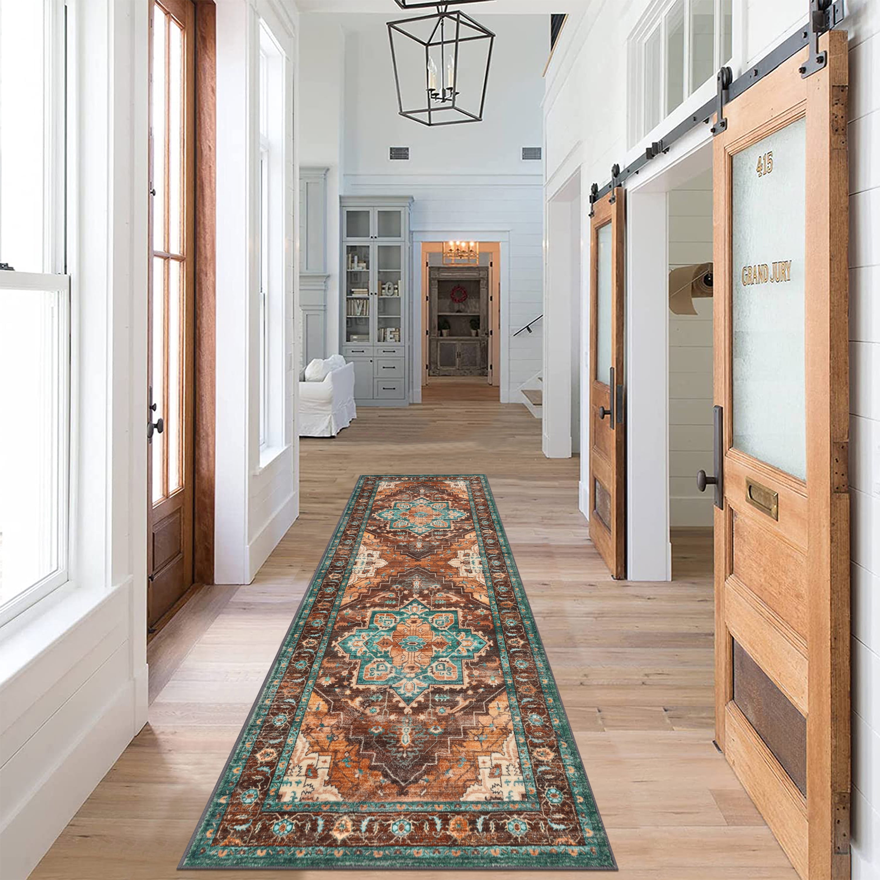 2 x 8 ft Washable Hallway Runner Rugs, Non-Slip Soft Kitchen Rug Runner Laundry Room Rug, Vintage Floor Runner for Kitchen Entryway Laundry Room