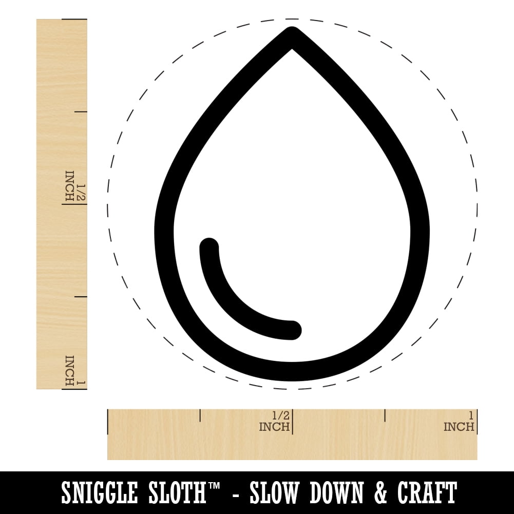 Water Drop Icon Outline Self-Inking Rubber Stamp Ink Stamper - Orange Ink - Medium 1 Inch