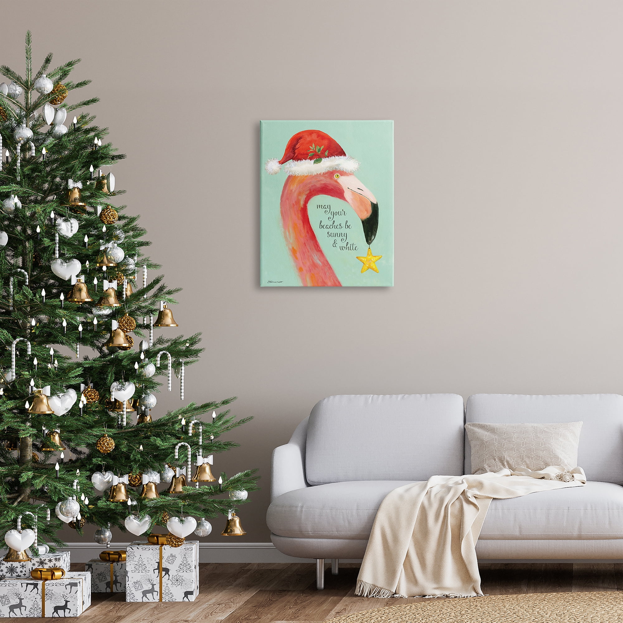 Stupell Industries Beaches Sunny & White Sand Phrase Santa Flamingo, 24 x 30, Design by Stephanie Workman Marrott