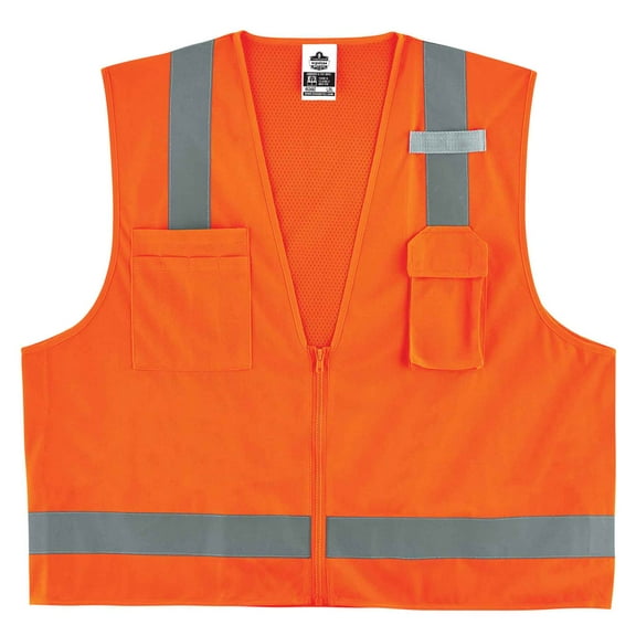 Ergodyne Glowear 8249Z Type R Class 2, Economy Surveyors Vest, Orange, S/M