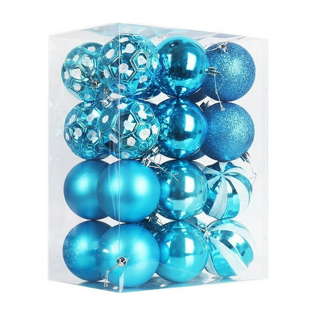 Fiudx Adornos para Árbol de Navidad de 8 Cm, Bolas Brillantes Pintadas, Plástico Irrompible, Elegantes Decoraciones Festivas, Ideal para Bodas, Decoración de Hoteles y Oficinas, Juego de 24 Bolas.