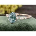 thumbnail image 2 of Unique Natural Moss Agate 7x9mm Oval Shaped Promise Ring, Delicate Engagement Ring, Wedding Ring For Women, Best Christmas Gift Idea, Bridal Ring, Vintage Cz Ring, 925 Sterling Silver Ring, 2 of 3