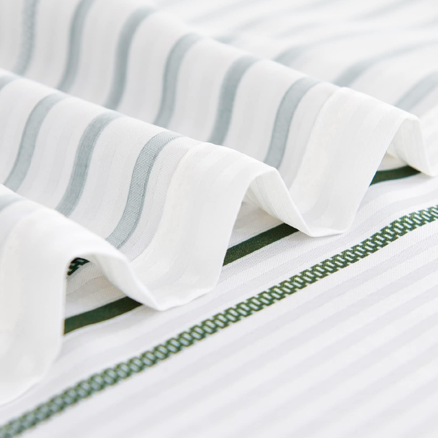 Small Stall Shower Curtain 36x72 Inches Fabric Shower Curtain Green and White Striped Shower Curtains for Bathroom with Hooks Waterproof Modern Shower Curtain Set Spa Bath Decor