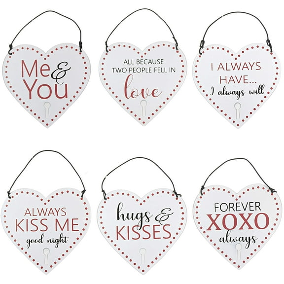 Holiday Ornament Valentine Message Heart Metal Kiss Love Hugs 60120L1