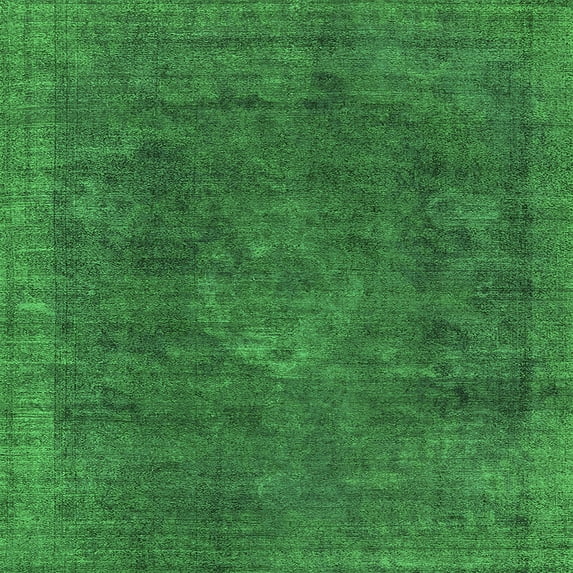 Ahgly Company Indoor Square Oriental Green Industrial Area Rugs, 7' Square