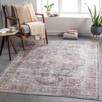 Livabliss Washable Rugs for Living Room, 8x10 Tahmis Traditional Brown Area Rug, Bedroom Dining Room Home Decor Stain Resistant Carpet (7'10" x 10'2")