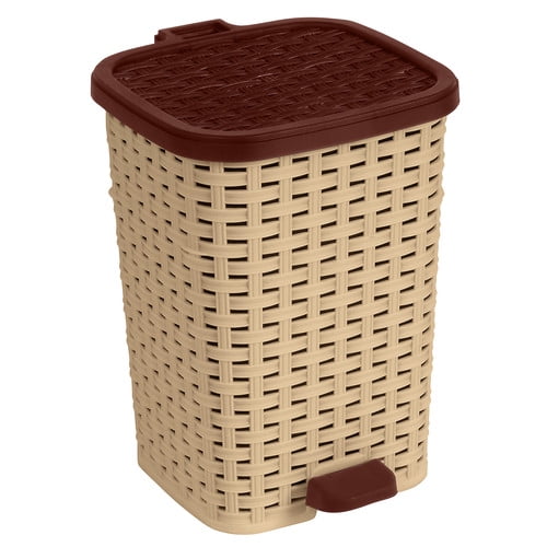 Wicker Style Step Trash Can Compact Trash Can, Good for Dorm room