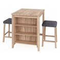 thumbnail image 1 of Dawny 3pc Counter Height Table Set with Stools- Shelves- Brown Oak Wood, 1 of 6