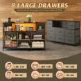 thumbnail image 5 of Dresser TV Stand for 45/50/55 Inch TV Entertainment Center with LED Lights & Charging Station 8 Fabric Drawers & Open Shelves for Living Room Hallway Wood Top, 5 of 6