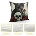 thumbnail image 4 of COMIO  Red Rose Skull and Cat Pillow Covers Hallowmas Thanksgiving Farmhouse Outdoor Cat Lovers Room Throw Pillowcase Flannel Sofa Couch Decorative Cushion Case, 4 of 5