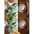 thumbnail image 5 of Hokiten Table Runners 70 Inches Long Dress Scarves, Green Tropical Leaves Farmhouse Coffee/Dining/Kitchen Table Decor, Holiday Table Runner, Country Summer Botanical Palm Leaf 13x70 Inch, 5 of 7