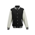 thumbnail image 1 of Just Hoods By AWDis JHA043 Mens 80/20 Heavyweight Letterman Jacket - Jet Black/White - Small, 1 of 1