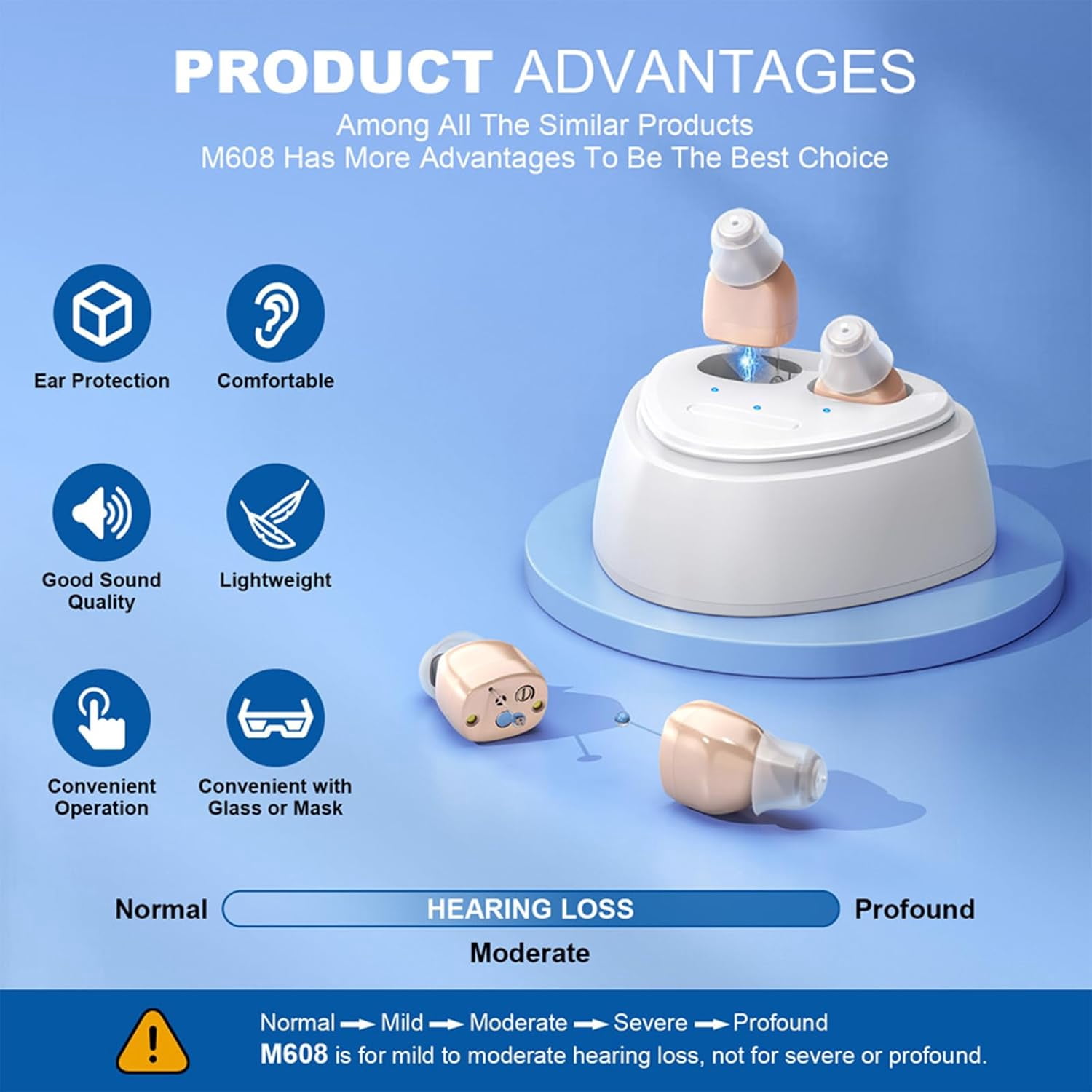 Rechargeable Hearing Aids For Seniors With Noise Canceling,Hearing Amplifier For Adults,Digital In Ear Hearing Aids, Hearing Assist Devices With Volume Control Magnetic Contact Charging Box,Brown