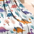thumbnail image 3 of White Dinosaurs Trees Cacti Pattern Blanket,Comfortable Soft Flannel Throw Blanket,All Season,Warm Lightweight Blankets for Sofa Bed Couch Living Room Chair,30"x40", 3 of 4