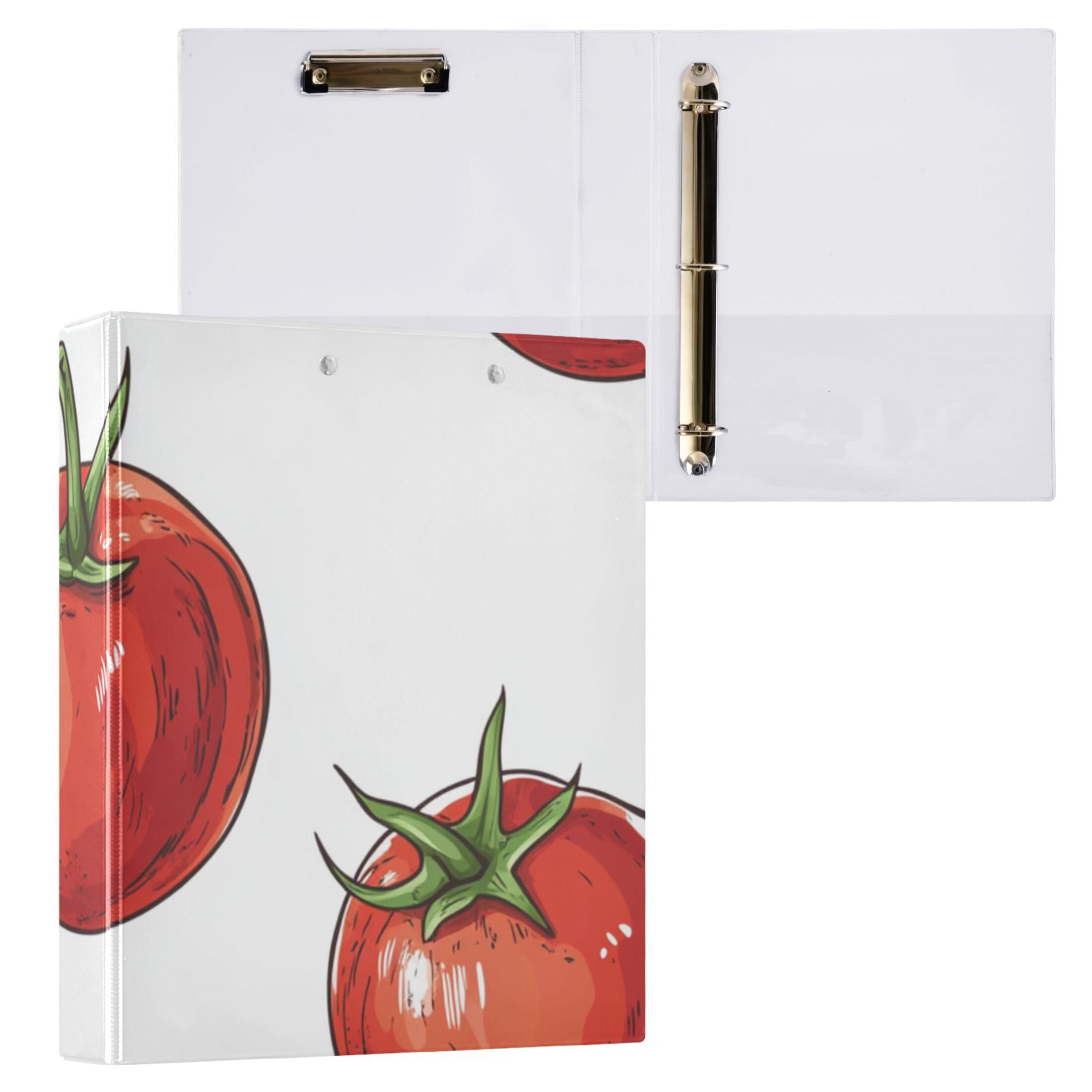 Tomatoes in White 3 Ring Binders 1.5 inch Hardcover File Folders with Interior Pockets A4 Size Organizer for School Office Hospital