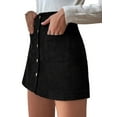thumbnail image 3 of hirigin Women's Autumn Corduroy Skirt, Solid Color High Waist Button Decoration Slim Wrap Hip Skirt, 3 of 5