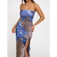 thumbnail image 6 of Women Floral Tube Maxi Dress Summer Strapless Tube Bodycon Mesh Layer Cocktail Party Dress Blue M, 6 of 9