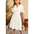 thumbnail image 6 of Women'S Dress 2025 Summer Deep V Neck Elegant Ruffle Mini Dress Waist Dresses White XL, 6 of 8