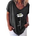 thumbnail image 2 of Sonducket Camiseta de mujer con cuello en V y estampado de flores, manga corta, tela suelta Prendas para la parte inferior del cuerpo negro XXL Sonducket AP002134-05, 2 of 3