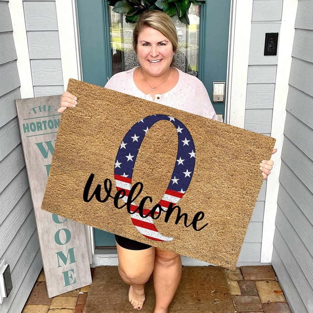 TopLLC Bathroom Rugs 4th Of July Door Mat Patriotic Doormat Entryway Rug Welcome Independence Day Doormat Stain And Fad Patriotic Decor Welcome Outdoor Mat A map