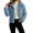 Blue, variant on Womens Winter Warm Fleece Cropped Coats Teddy Thick Casual Hooded Loose Fit Button Down Outwear Pink L