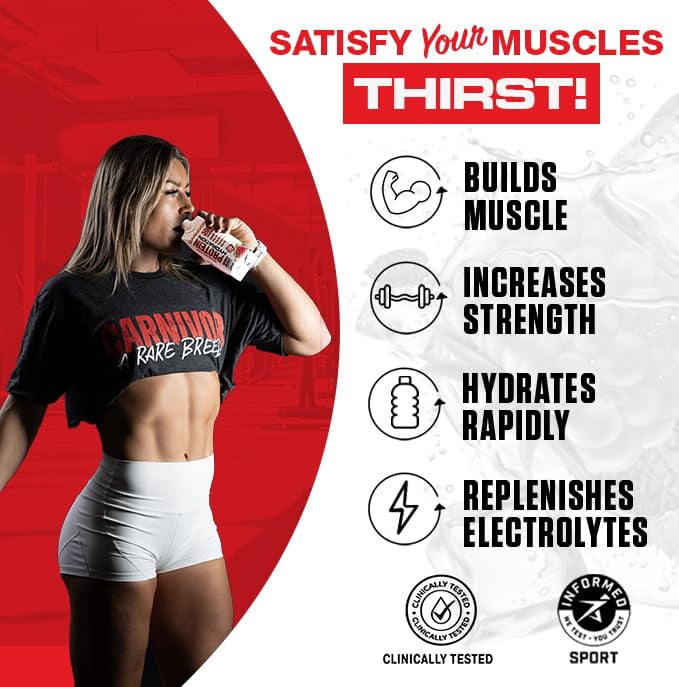 MuscleMeds Carnivor Protein Hydration RTD, Ready to Drink, Lactose Free, Sugar Free, 30g Isolate Protein, Halal Certified, Rocket Pop, 16.9 Fl. Oz., 12 Pack