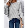 thumbnail image 2 of Women Tunic Plus Size Long Sleeve Tops Loose Fit Dressy Crew Neck Pullover Basic Sweaters Grey XXXL, 2 of 6