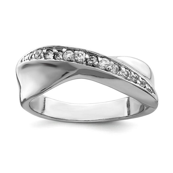 925 Sterling Silver Solid Polished Rhodium Plated CZ Cubic Zirconia Simulated Diamond Ring Size 6 -  Jewelry Gift for Mo