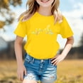 thumbnail image 2 of Ulitacool T Shirt For Girl Simple Short Sleeve Tops Crewneck Cartoon Prints Tee Tops Summer Clothing 8-9 Years Yellow, 2 of 4