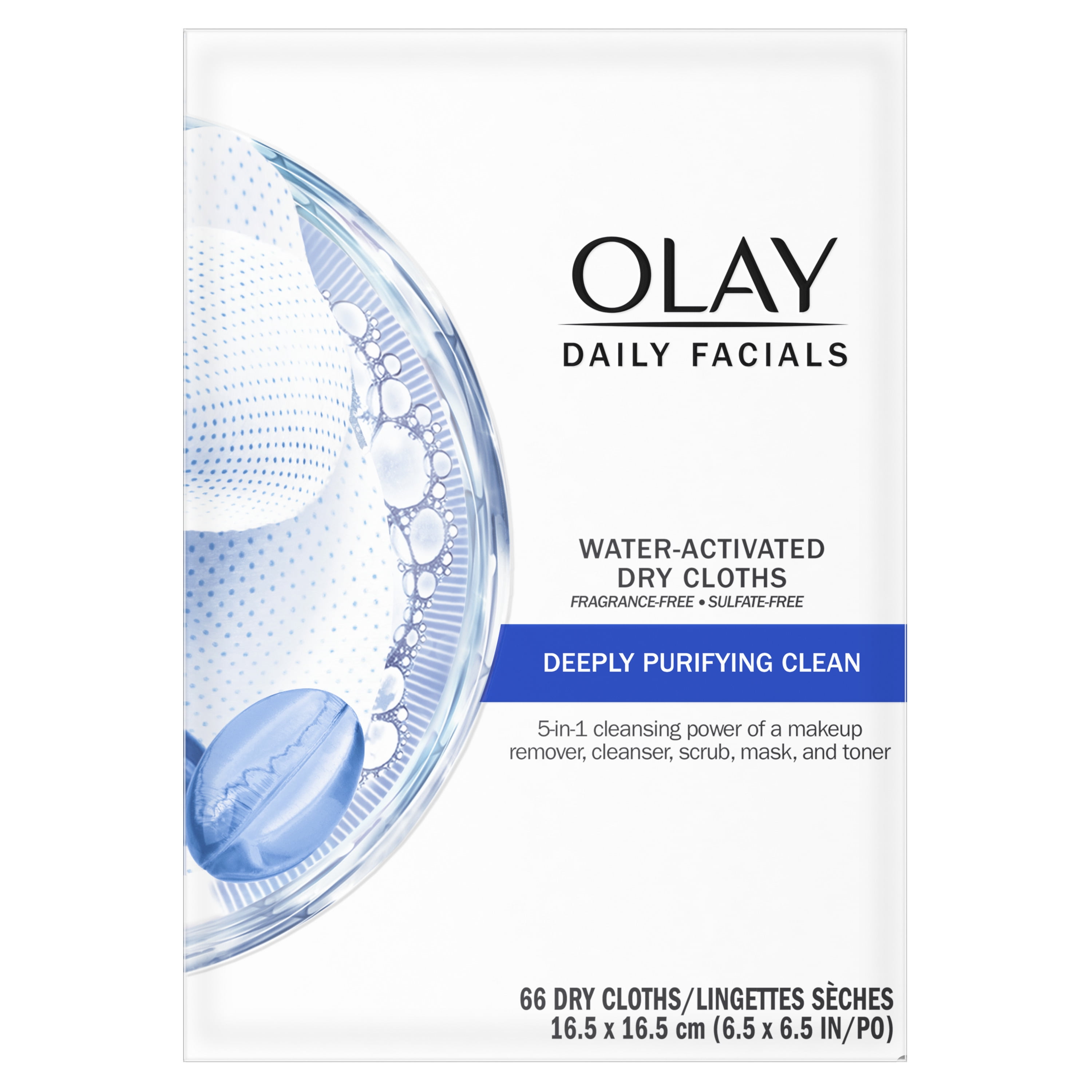 Olay Daily Facials Deeply Purifying Cleansing Cloths, Fragrance-Free, 66 Count