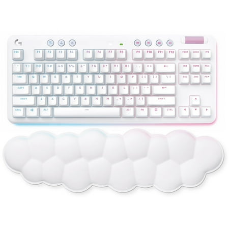 Logitech - G715 Aurora Collection TKL Wireless Mechanical Linear Switch Gaming Keyboard for PC/Mac with Palm Rest Included - White Mist
