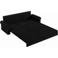 thumbnail image 6 of 93.7" King Pull Out Sofa Bed, Velvet Sleeper Sofa Couch, 3 in 1 Convertible Futon Couches for Living Room, Small Space, Apartment, Office, Bedroom, Modern Rivet Armrest, Black, 6 of 11