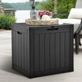 thumbnail image 2 of RAINDROPS 30 Gallon Weather-Resistant Outdoor Storage Box with Lockable Lid, Side Handles, Resin Construction for Patio Cushions, Garden Tools - Black, 2 of 7