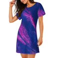 thumbnail image 2 of Disketp Neon Gradient Blue para Camisón Corto de Manga Corta para Mujeres, Camisón Cómodo con Escote Redondo, Bonito y Confortable, 2 of 6