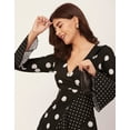 thumbnail image 5 of Moomaya Elegant Printed Long Sleeve Wrap Dress - V Neck, Evening Party Fashion, 5 of 9