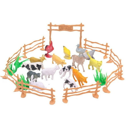 

QIIBURR 15pcs Educational Simulated Farm Animals Model Toy For Kids Children
