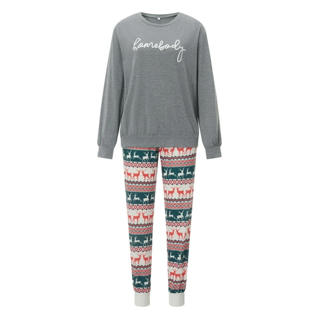 xiaxaixu Women’s 2 Piece Pajamas Set Christmas Long Sleeve Letter/Tree Print Tops + Drawstring Pants Set Loungewear